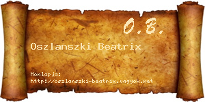 Oszlanszki Beatrix névjegykártya